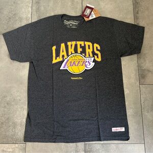 NEW Mitchell & Ness NBA Los Angeles lakers dark gray short sleeve t-shirt M